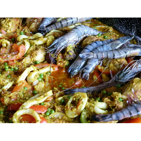Canvas Print Cooking Power Supply Fish Spanish Gamba Paella Stretched Canvas 10 x (Best Fish For Paella)