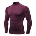 thumbnail image 6 of Men Solid Color Neck Compression Long Sleeve Shirt, Slim Fit Stretchy Athletic Base Layer Top for Gym Running Workout Daily Casual Wear(,XXL), 6 of 6