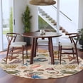 thumbnail image 3 of Round Rugs 7Ft, Nautical Coastal Round Area Rug Washable Indoor Throw Carpet, Retro Ocean Starfish Shells Animals Brown Large Non Slip Circle Rug for Dining Room Playroom Home Decor Aesthetic, 3 of 8