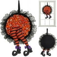 thumbnail image 3 of Halloween Witch Legs Wreath for Front Door Hanging Wreath Home Decor Party Props Ornaments Decoration(Orange), 3 of 9