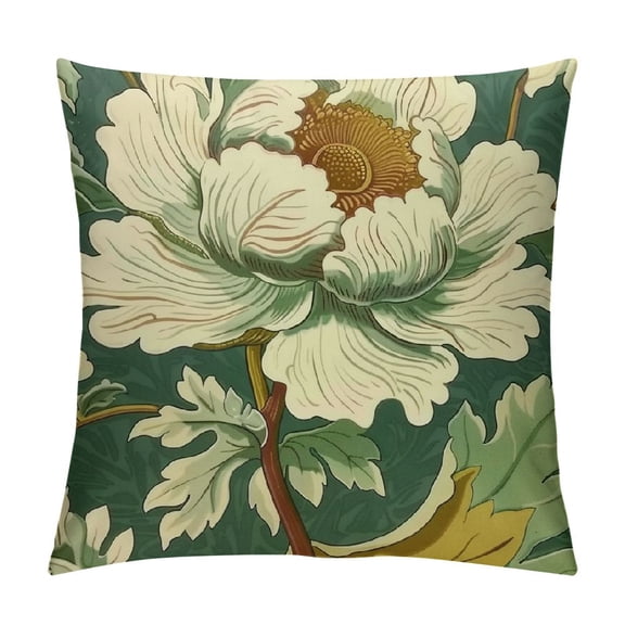 JRXY Honshu Floral Chinoiserie Pillow Case Gray Purple Green Chinoiserie Floral Euro Sham Pillow Cover Asian Cushion Cover Accent Pillowcase Rustic Home Decor White