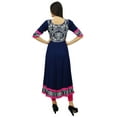 thumbnail image 3 of Bimba Women Blue Anarkali Kurti Rayon Printed Flaired Kurta Long Dress Clothing, 3 of 7