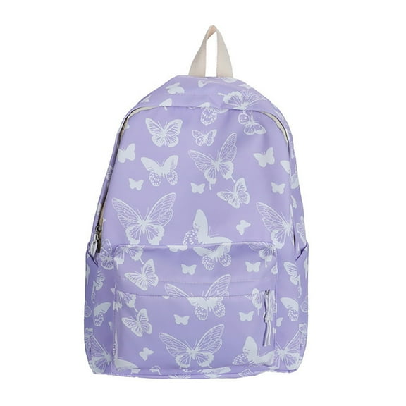 Modstep School Backpack for Women Butterfly Print Casual College Bookbag Laptop Daypack Medium Size Mulitiple Travel Storage Pockets Purple