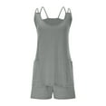 thumbnail image 4 of Linen Sets for Lady 2 Piece Shorts Womens Tennis Dress Spaghetti Straps Sleeveless Workout Mini Dress with Shorts Solid Color Athletic Two Piece Outfits Gray XXL, 4 of 7