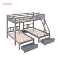 thumbnail image 7 of Triple Bunk Bed, Full Over Twin & Twin Bunk Bed with Drawers for Kids Teens Adults, Wood Bunk Bed Frame of 3 with Ladder and Guardrail, Convertible into 3 Beds, No Box Spring Needed, Gray, 7 of 7