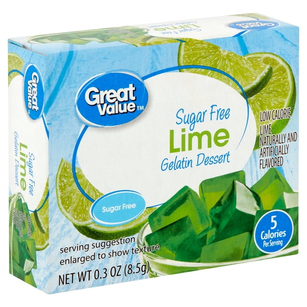Great Value Sugar Free Lime Gelatin Dessert, 0.3 oz - Walmart.com ...