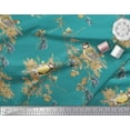 thumbnail image 1 of Soimoi Green Poly Georgette Fabric Black Berry & Yellow Sparrow Bird Print Fabric by the Yard 42 Inch Wide, 1 of 3