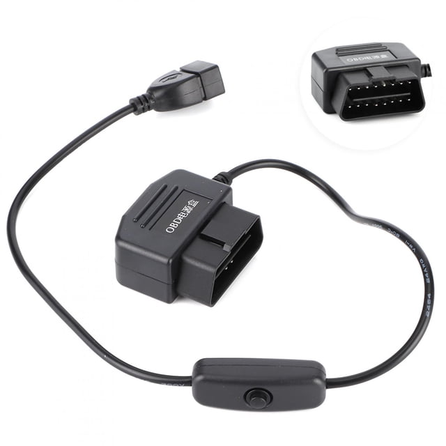 USB Power Charging Cable, 18.7in 16Pin OBDII USB Power Charging Cable OBDII Connector USB Power Cord Connector For Car GPS DVR Camera