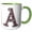 Green/White, variant on 3drose, Pretty Image of Ruby Jeweled Monogram Letter A, 11oz Two-tone Red Mug