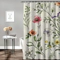 thumbnail image 2 of Awypu Wildflowers Botanical Floral Printed Waterproof Bathroom Shower Curtain Set with Hooks White, 2 of 7