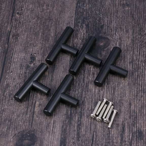 OUNONA  5 PCS Dresser Drawer Handles Cabinet Knobs Black Kitchen Brushed