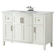 Brooklyn + Max Wilshire 48 inch Contemporary Bath Vanity in Soft White with Bombay White Engineered Quartz Marble Top