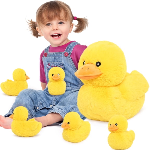 MaoGoLan 6 Pcs Duck Stuffed Animals 15.7'' Large Stuffed Duck with 5 Baby Ducks Plush Toy Inside