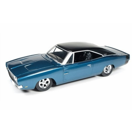 1969 Custom Dodge Charger 500, Blue with Black Roof - Auto World AW24005 - 1/24 Scale Diecast Model Toy (Best Custom Cars In The World)