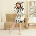 thumbnail image 3 of FORMRS Niños Bathrobe Unisex Hooded Robe Soft Plush Pajamas Sleepwear, Size 2-3T, White and Black, 3 of 7