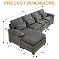 thumbnail image 5 of 118'' Modern 4-Seater Sectional Sofa, Living Room L-Shaped Corduroy Upholstered Sofa, Comfortable Cloud Couch, with Ottoman, 5 of 8