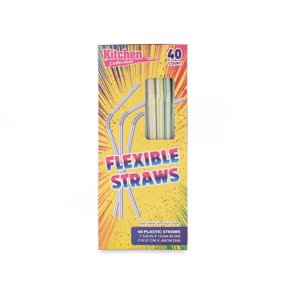 Ecoquality 24/40CT White Flexible Straws BPA Free Disposable Drinking Straws for Cold Beverages Soda Juice Restaurants Bars Parties BBQs Events (40)