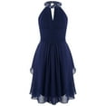 thumbnail image 3 of MSemis Kids Junior Halter Neck Flower Girl's Dress Shiny Rhinestones Chiffon Dress, 3 of 6