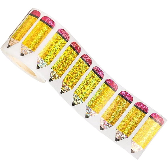 Hzzsbu 500pcs Pencil Shape Stickers - Self Adhesive Paper Label Stickers for Bulletin Board, Craft Books & Scrapbooking