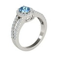 thumbnail image 2 of Rings for Women 1.68 Carat Diamond and Oval Shaped Blue Topaz Ring prong 10K White Gold, 2 of 5
