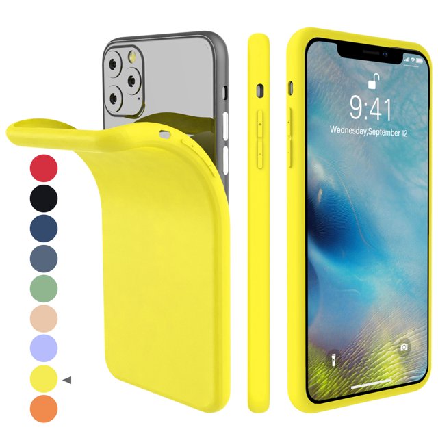 TORUBIA For iPhone 11 6.1 Inch Back Case Slim Fit Soft TPU Phone Case Built-in Velvet Material Anti-Scratch Protective Cover,Full Body Protection Liquid Silicone (Lemon yellow)