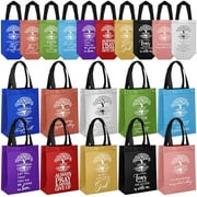 30 Pcs Christian Gift Bag Bulk Religious Gift Bag with Handle Medium Size Bible Verse Baptism Reusable Welcome Non Woven Halloween Treat Handbag for Church Bible Study Group(Colorful)