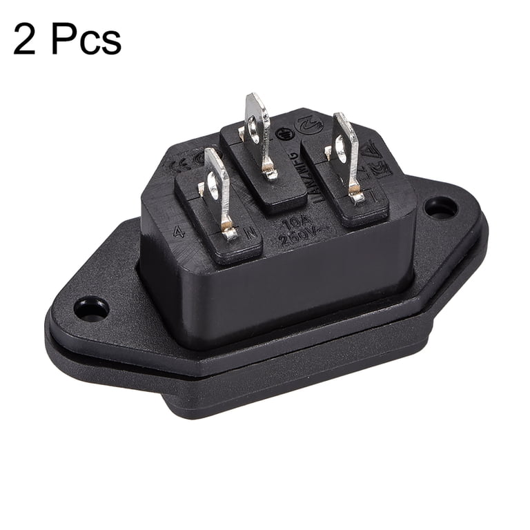 Panel Mount Connector Uxcell C20 Panel Mount Power Connector - 3 Pin ...
