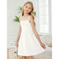 thumbnail image 4 of OYOANGLE Girl's Spaghetti Strap Ruched Ruffle Hem Flowy Short Dresses White 8Y, 4 of 6