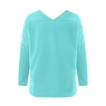 thumbnail image 5 of Tumotour Pullover Sweatshirts For Women V-Neck Long Sleeves Tops With Thumb Holes Casual Solid Color Loose Tee Shirts Y2K Outfits Sweatshirts, 5 of 8