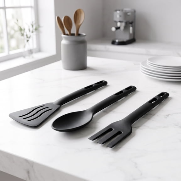 Cooking Utensil Set, 3 Piece Nylon Kitchen Tools with Hanging Holes, Slotted Turner, Spoon, Pasta Server