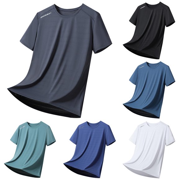 Gunia Cooling Shirts Mens Workout Gym Shirts Quick Dry Moisture Wicking Summer Ice Silk Cool Loose T Shirt Sports Short Sleeve Tees For Running Athletic Sport Tops Men T Shirts Grey L
