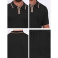 thumbnail image 7 of DARING DIVA Men's Knitted Ribbed Hem Short Sleeve Textured Golf Shirts L Black, 7 of 7