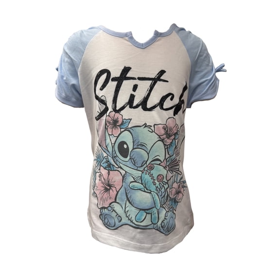 Disney Cinch Sleeves Stitch Cuddles Tee (Girls), XS to L