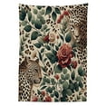 thumbnail image 2 of Ambesonne Leopard Outdoor Tablecloth, Roses Leaves Wild Animals, 58"x84", Peacock Green and Caramel, 2 of 2