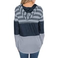 thumbnail image 3 of Sudadera holgada gris para mujer con mangas largas suaves para uso diario, universitario o de citas Sudadera con capucha a rayas, 3 of 6