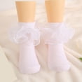 thumbnail image 2 of Ticikt Big Ruffle Ankle Socks Lace Frilly Cute Socks-Soft Cotton Girls Sock,Color:White,1-3 Years, 2 of 4