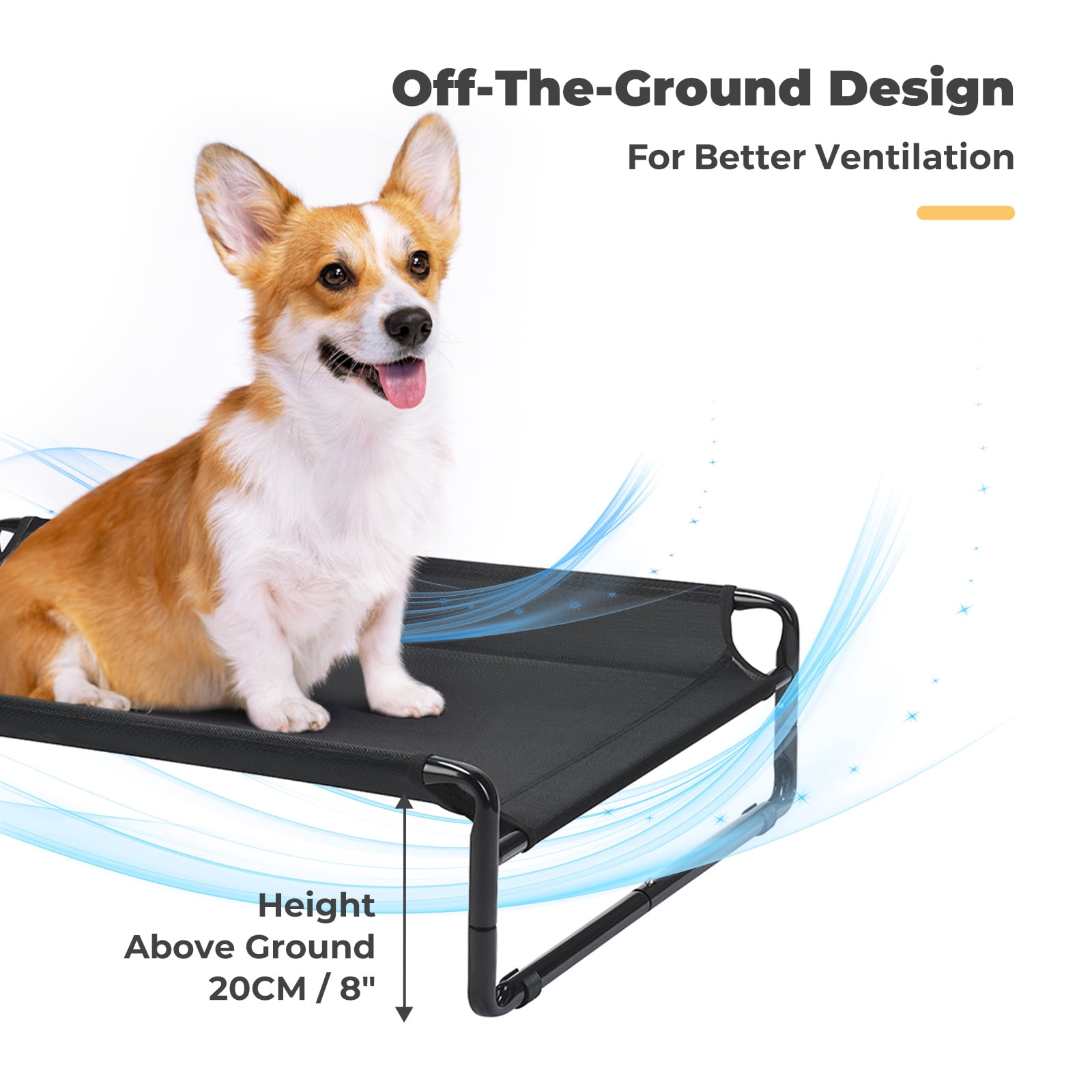 Veehoo Original Cooling Elevated Dog Bed, Raised Dog Cot with Washable Mesh, Medium, Black