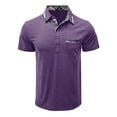 thumbnail image 5 of Men's Polo Shirts Summer Business Dressy Short Sleeve Button Up Collared Tops with Pocket Lightweight Breathable Loose Fit Mens T-Shirts Purple L, 5 of 6
