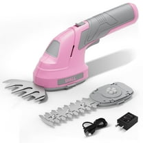 SHALL Hedge Trimmer Cordless & 7.2V Electric Grass Shear, 2 in 1 Handheld Hedge Clippers w/ 2.0Ah Rechargeable Battery & Type-C Fast Charger - Pink