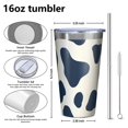 thumbnail image 4 of 16oz Tumblers Cow Pattern Stainless Steel Vacuum Insulated Double Wall Travel Tumbler Cups Mug with Lid and Straw,Cleaning Brush for Coffee,Tea, 4 of 4