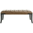 thumbnail image 5 of SAFAVIEH Tyler Rustic Curved Leather Tufted Bench, Saddle, 5 of 11
