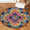 Multicolour 2, variant on CURLYOOT Round Rug 3ft Mexico Style Area Rug, Washable Circle Mat Non Slip Floor Carpet Mat, Paisley Floral Soft Indoor Rugs for Entryway Living Room Dining Room Bedroom