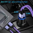 thumbnail image 5 of Hootek Car Charger Dual Port USB Car Charger Adapter 4.8A USB-C Fast Charging 2 Port Car Charger with 2 Pack 6FT Charging Cable Cord Type C Cable Nylon Braided for Samsung Android , Black+Purple, 5 of 7