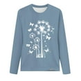 thumbnail image 4 of hxobax Women Casual Crewneck Tops Fall Long Sleeve Tshirt Dandelion Floral Tunic Cute Pullover Shirt, 4 of 5