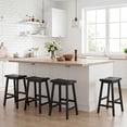thumbnail image 4 of Gymax Solid Wood Saddle Bar Stools Set of 4 Backless Wooden Barstools w/Footrests Black, 4 of 10