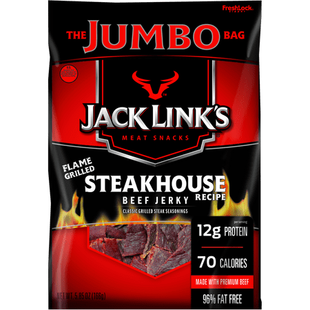 - (4 Pack) Jack Links Beef Jerky, Flame Grilled Steakhouse, 5.85oz