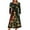 Green, variant on Women's Christmas Printed Fashionable Loose Round-Neck Dress, Holiday Print, Casual Wear, Retro Style, Comfort Fit, Everyday Dress, Festive,Saffron,M