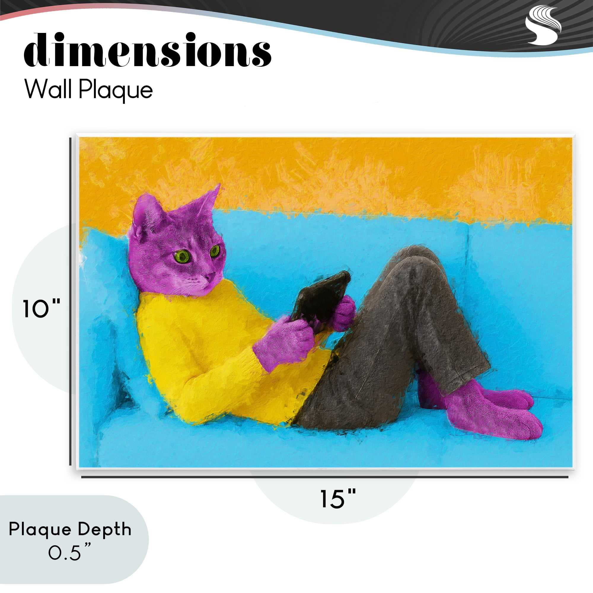 Stupell Industries Vibrant Cat Playing Game Wall Plaque Art, design by Sean Parnell