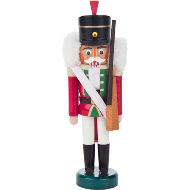 Alexander Taron 071-105 Dregeno Mini Nutcracker - Red & Green Soldier Holding a Rifle