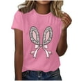 thumbnail image 4 of Lmnyox Easter T Shirt for Women Cute Print Short Sleeve Crew Neck Graphic Tee 2025 Spring Casual Tees Tops, 4 of 4